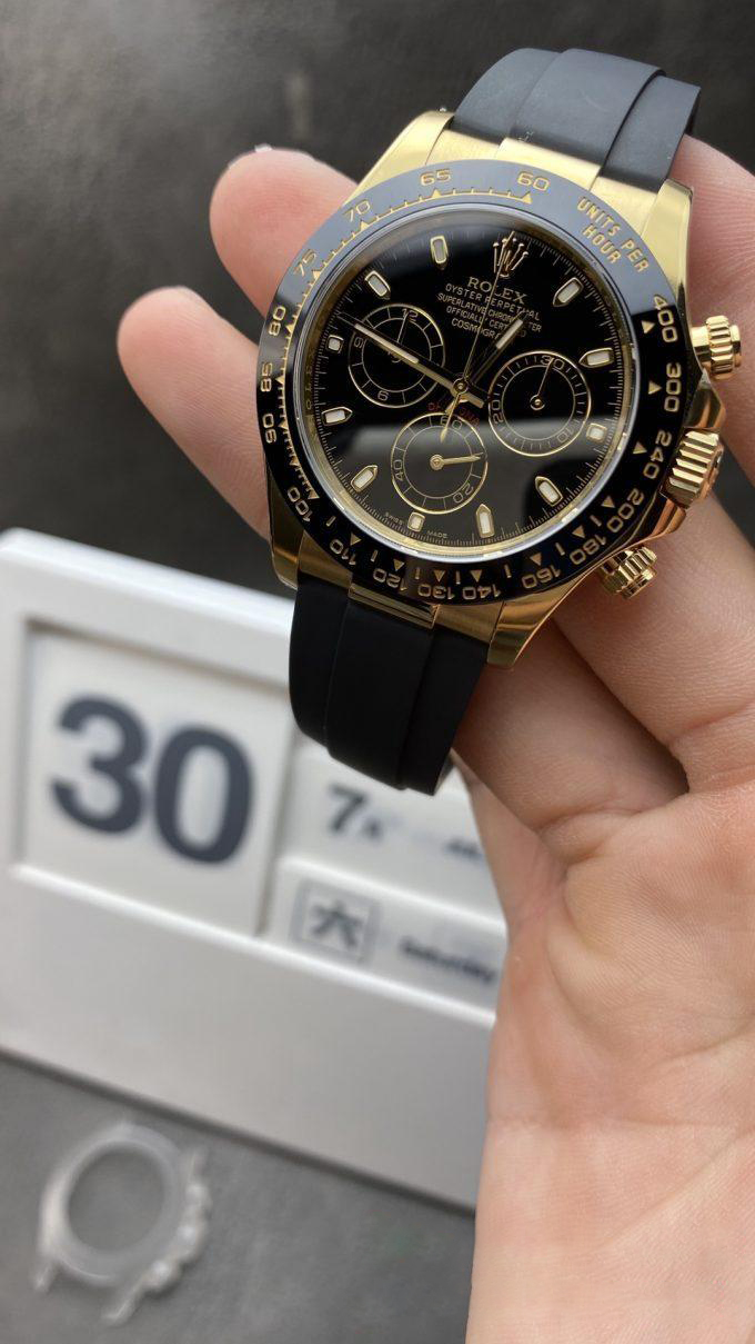 China Clean Factroy Daytona 116518 Super Clone 4130 Movement Black Dial on Oysterflex Rubber Strap China Clean Factroy Daytona 116518 Super Clone 4130 Movement Black Dial on Oysterflex Rubber Strap