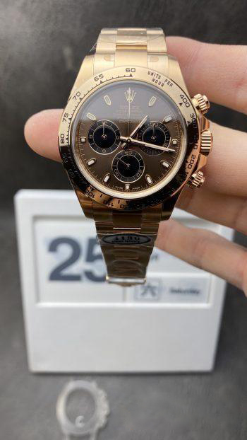 Clean Factory Watch Rolex Daytona 116505 Rose Gold Case Bracelet Brown Dial on Rose Gold Bracelet SA4130 Movement