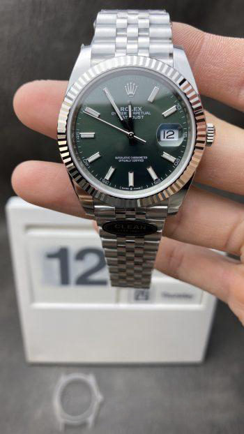 Clean Factory DateJust 126334 41mm CF Rolex Watch Best Edition 904L Steel Olive Green Dial on Jubilee Bracelet VR3235