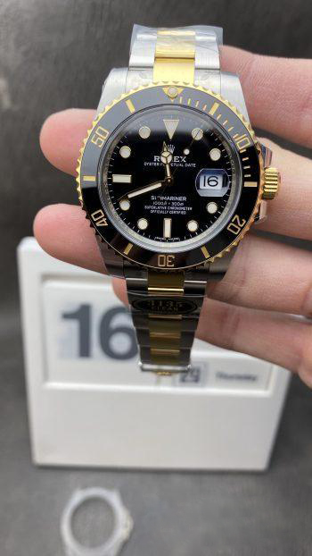 Clean Factory Rolex Submariner 116613LN Black Dial Black Ceramic Bezel 40mm 904 Steel Case Two Tone Yollow Gold Steel Oyster Bracelet VR3135 Movement