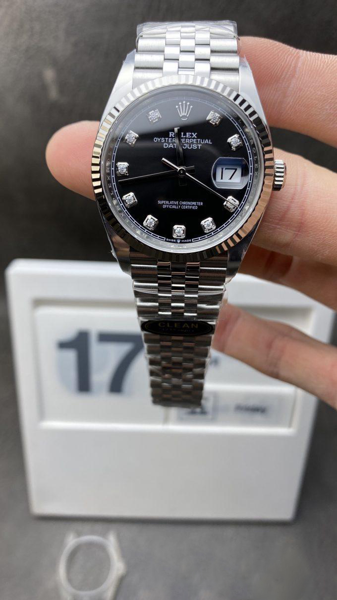 Clean Watches China Rolex DateJust 36mm 126234 904L Steel Black Dial with Diamonds Markers on Jubilee Bracelet VR3235 Movement Clean Watches China Rolex DateJust 36mm 126234 904L Steel Black Dial with Diamonds Markers on Jubilee Bracelet VR3235 Movement