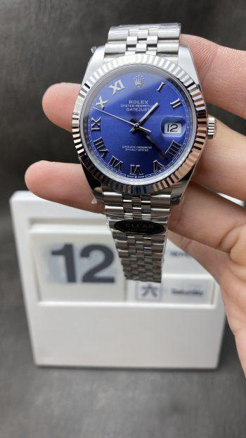 Clean Factory Datejust CF Datejust 126334 41mm Azzurro Blue Dial Roma Markers Jubilee Bracelet 904L Oystersteel DD3235 Movement