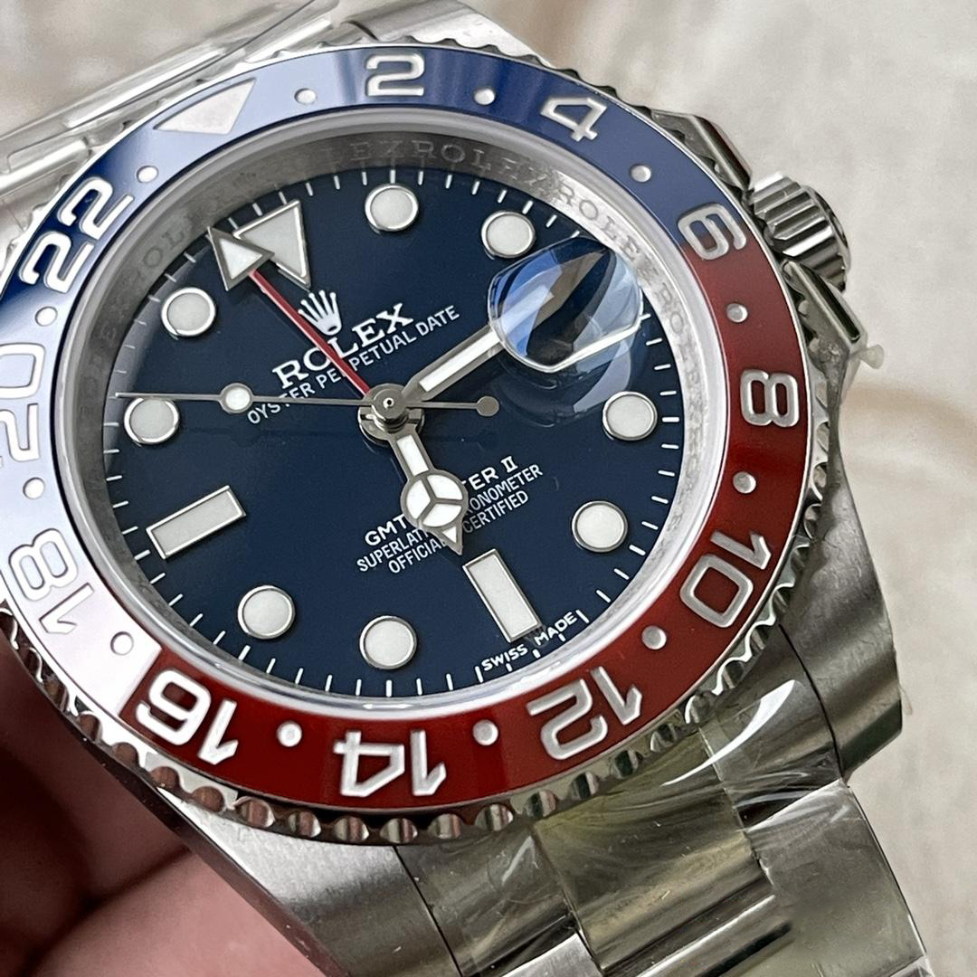 Clean Factory Rolex CF GMT Master II 126719BLRO Midnight Blue Dial Red Blue Ceramic Bezel 904L Oystersteel Oyster Bracelet SA3285 Movement 04