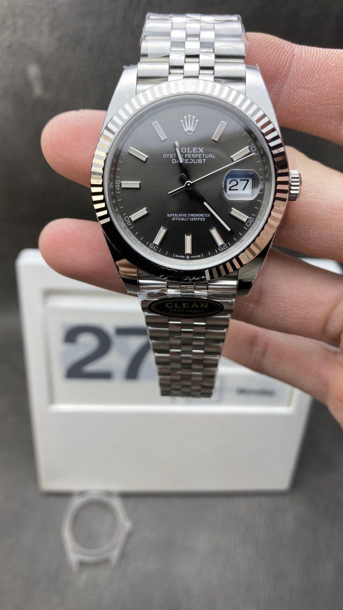 Clean Factory Watch CF Rolex DateJust 41mm 126334 904L Steel Grey Dial with Stick Markers on Jubilee Bracelet VR3235 Movement Clean Factory Watch CF Rolex DateJust 41mm 126334 904L Steel Grey Dial with Stick Markers on Jubilee Bracelet VR3235 Movement