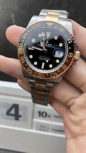 Clean Factory Watch Rolex GMT Master II 126711CHNR Black Brown Ceramic Black Dial RG Steel Two Tone Bracelet Super Clone 3285 Movement