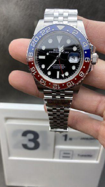 Clean Watch Factory Rolex Pepsi GMT Master II 126710BLRO Blue Black Ceramic Bezel Black Dial 904L Oystersteel Jubilee Bracelet SA3285 Movement