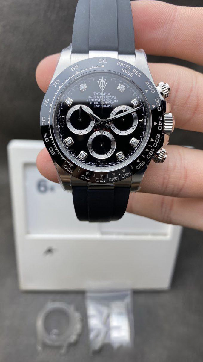 Clean Factory Daytoan 116519LN Black Diamond Set Dial Super Clone Swiss 4130 Movement Black Rubber Strap Clean Factory Daytoan 116519LN Black Diamond Set Dial Super Clone Swiss 4130 Movement Black Rubber Strap