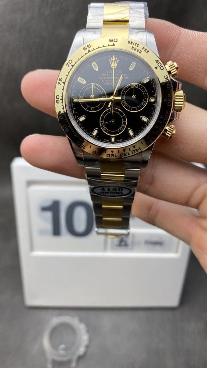 Clean Factory Watches Rolex Daytona 116503 Plate 18K Yellow Gold Case Black Dial on Gold Steel Two Tone Bracelet SA4130 Movement Clean Factory Watches Rolex Daytona 116503 Plate 18K Yellow Gold Case Black Dial on Gold Steel Two Tone Bracelet SA4130 Movement