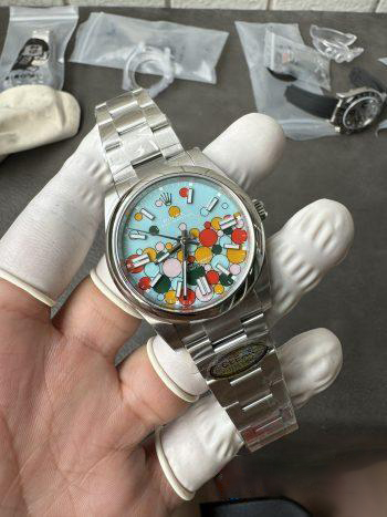 Clean Factory Oyster Perpetual 124300 CF OP Watch 41mm 904L Steel Celebration Dial VR3230 01