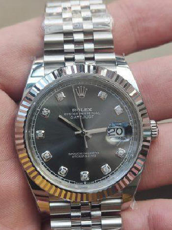 Clean Factory Watch CF DateJust 41mm 126334 904L Steel Grey Dial with Diamonds Markers on Jubilee Bracelet VR3235 Movement 01