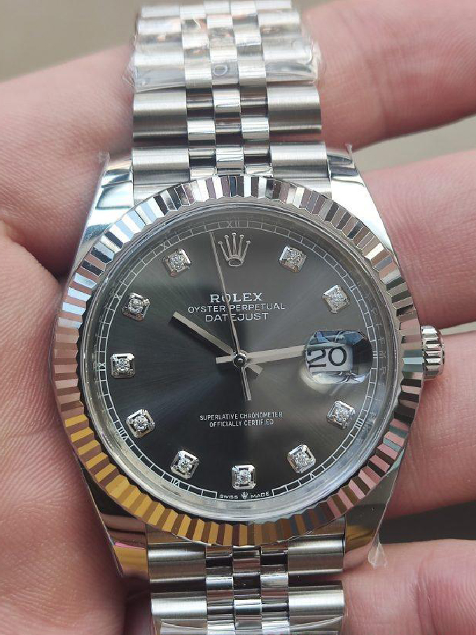 Clean Factory Watch CF DateJust 41mm 126334 904L Steel Grey Dial with Diamonds Markers on Jubilee Bracelet VR3235 Movement 01 Clean Factory Watch CF DateJust 41mm 126334 904L Steel Grey Dial with Diamonds Markers on Jubilee Bracelet VR3235 Movement 01