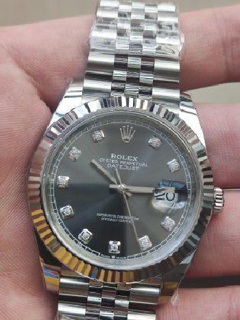 Clean Factory Watch CF DateJust 41mm 126334 904L Steel Grey Dial with Diamonds Markers on Jubilee Bracelet VR3235 Movement 02