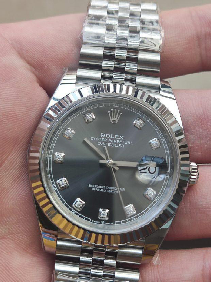 Clean Factory Watch CF DateJust 41mm 126334 904L Steel Grey Dial with Diamonds Markers on Jubilee Bracelet VR3235 Movement 02 Clean Factory Watch CF DateJust 41mm 126334 904L Steel Grey Dial with Diamonds Markers on Jubilee Bracelet VR3235 Movement 02