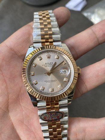 Clean Factory Watches DateJust 41mm 126331 0008 Rose Gold Sundust Diamond Set Dial Jubilee Bracelet 3235 Movement 03