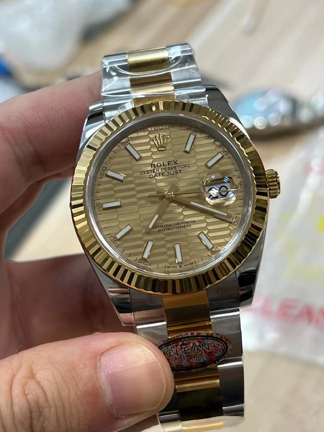 Clean Factory Watches Rolex DateJust 41mm m126333 0021 Yellow Gold Motif Dial Oyster Bracelet 3235 Movement 04 Clean Factory Watches Rolex DateJust 41mm m126333 0021 Yellow Gold Motif Dial Oyster Bracelet 3235 Movement 04