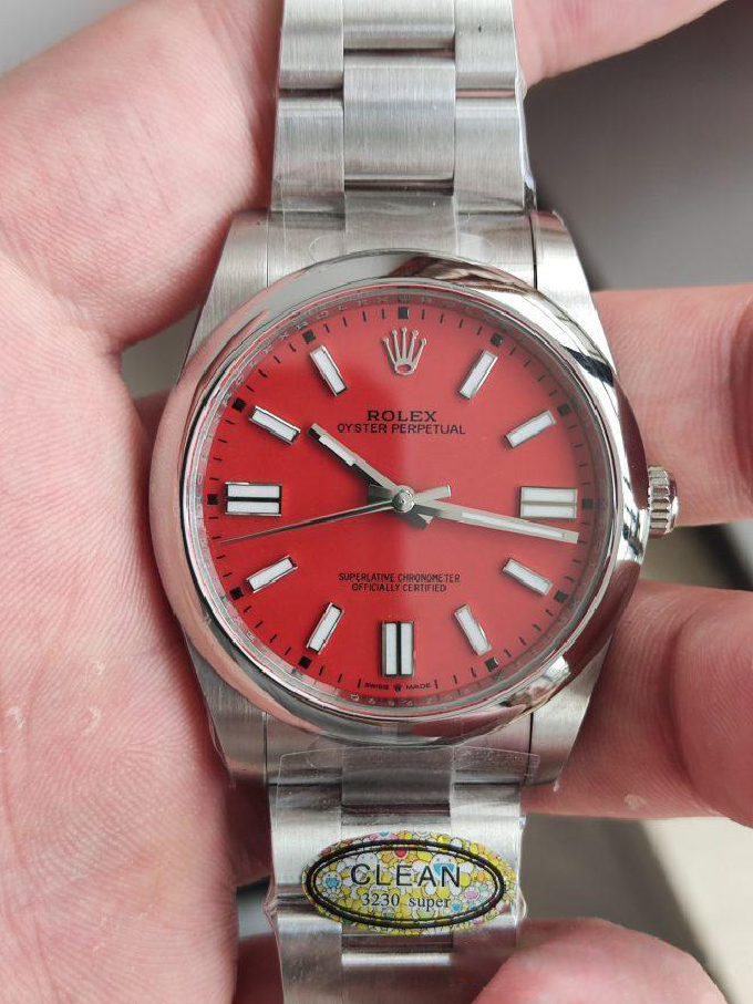 Clean Factory Watches Rolex Oyster Perpetual CF OP 124300 41mm 904L Stainless Steel Red Dial VR3230 01 Clean Factory Watches Rolex Oyster Perpetual CF OP 124300 41mm 904L Stainless Steel Red Dial VR3230 01