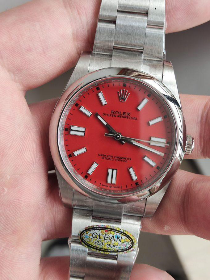 Clean Factory Watches Rolex Oyster Perpetual CF OP 124300 41mm 904L Stainless Steel Red Dial VR3230 03 Clean Factory Watches Rolex Oyster Perpetual CF OP 124300 41mm 904L Stainless Steel Red Dial VR3230 03