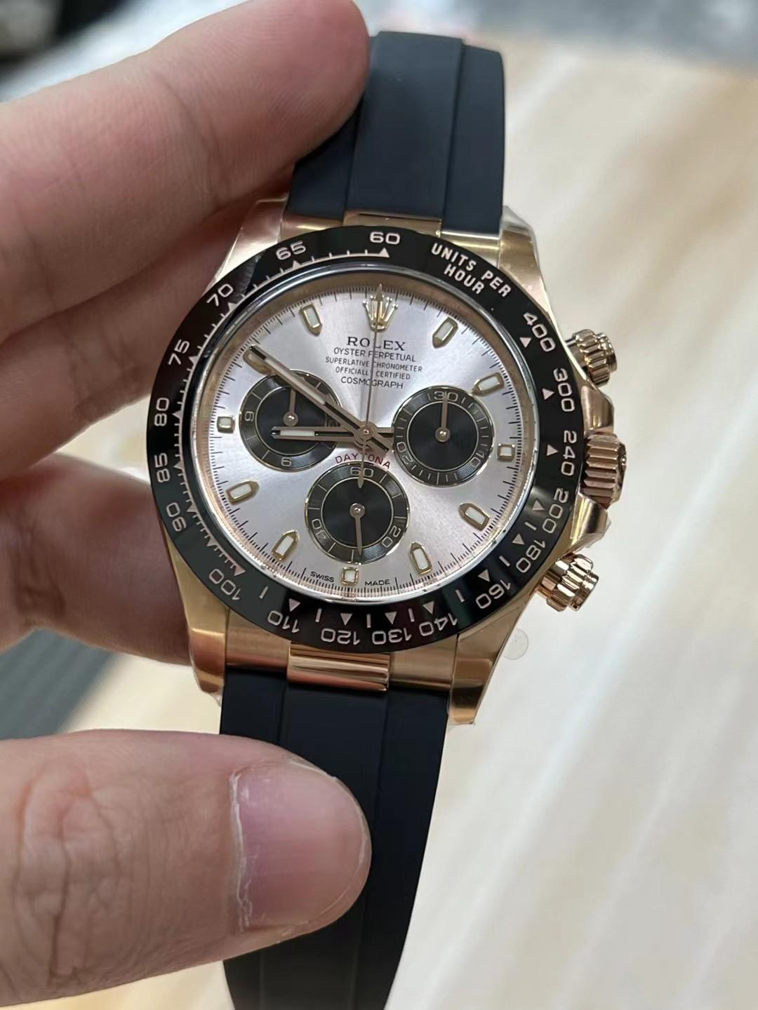 Clean Factory Daytona 116515 Rose Gold Case Black Ceramic Bezel Sundust Dial Black Sub Dial Oysterflex Strap DD4130 Movement 06 Clean Factory Daytona 116515 Rose Gold Case Black Ceramic Bezel Sundust Dial Black Sub Dial Oysterflex Strap DD4130 Movement 06