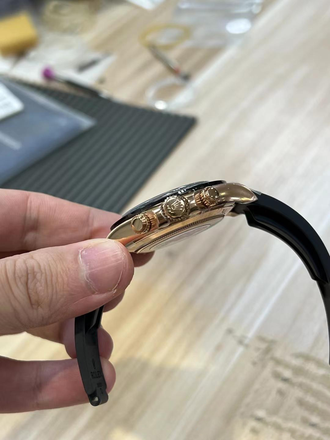 Clean Factory Daytona 116515 Rose Gold Case Black Ceramic Bezel Sundust Dial Black Sub Dial Oysterflex Strap DD4130 Movement 07 Clean Factory Daytona 116515 Rose Gold Case Black Ceramic Bezel Sundust Dial Black Sub Dial Oysterflex Strap DD4130 Movement 07