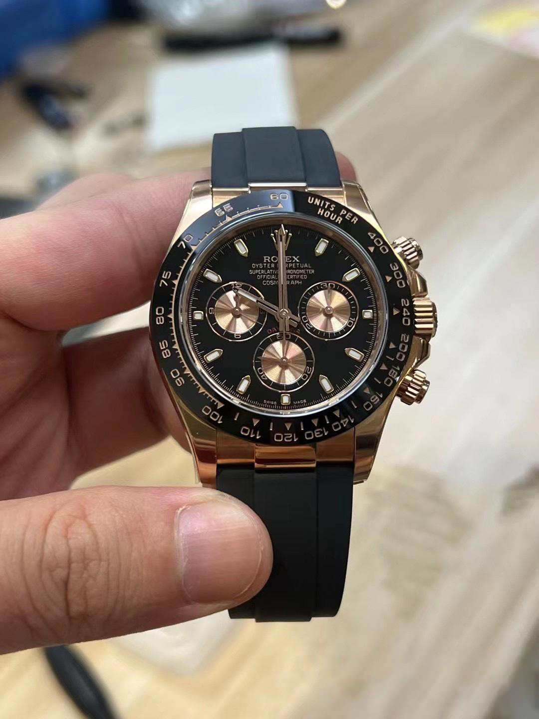 Clean Factory Daytona 116515 Rose Gold Case Black Dial Pink Chrono Dial Black Ceramica Bezel DD4130 Movement Oysterflex Strap 01 Clean Factory Daytona 116515 Rose Gold Case Black Dial Pink Chrono Dial Black Ceramica Bezel DD4130 Movement Oysterflex Strap 01