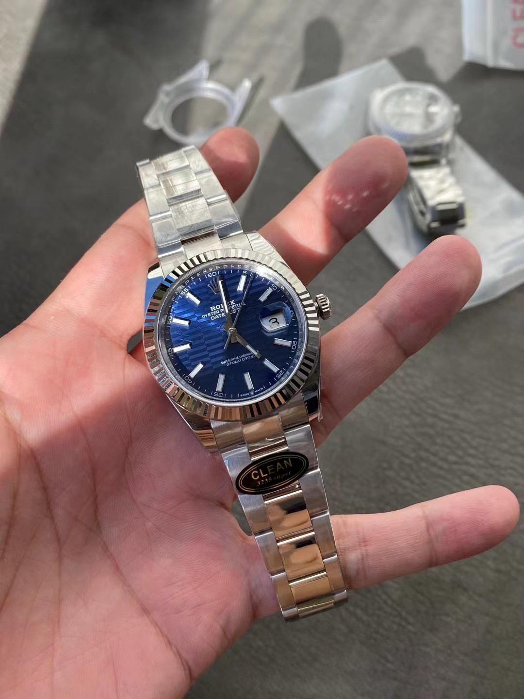 Clean Factory Rolex DateJust 41 126334 0031 Bright Blue Fluted Motif Dial on Oyster Bracelet Superclone 3235 Movement 01 Clean Factory Rolex DateJust 41 126334 0031 Bright Blue Fluted Motif Dial on Oyster Bracelet Superclone 3235 Movement 01
