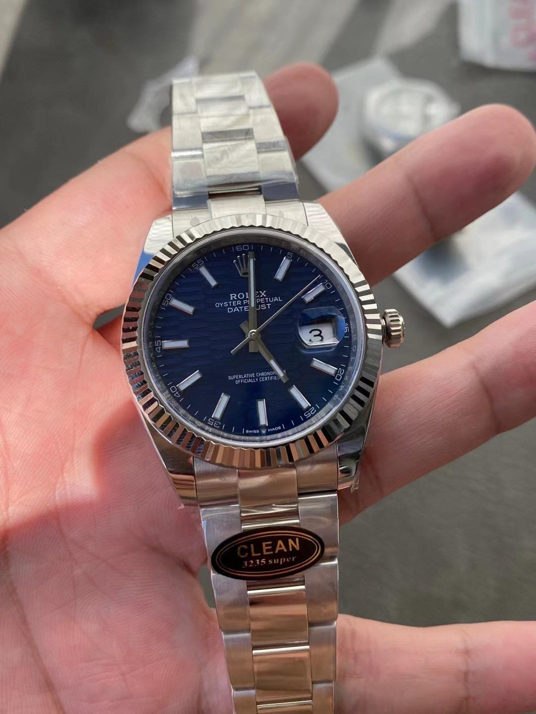 Clean Factory Rolex DateJust 41 126334 0031 Bright Blue Fluted Motif Dial on Oyster Bracelet Superclone 3235 Movement 02 Clean Factory Rolex DateJust 41 126334 0031 Bright Blue Fluted Motif Dial on Oyster Bracelet Superclone 3235 Movement 02