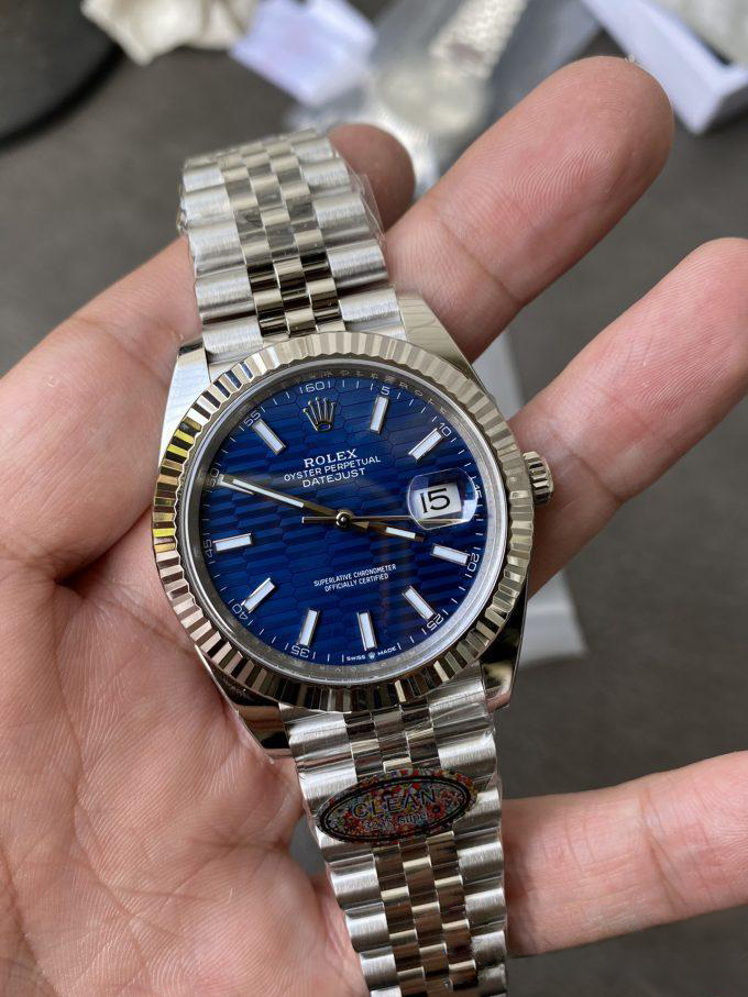 Clean Factory Rolex DateJust 41 126334 Bright Blue Fluted Motif Dial on Jubilee Bracelet Superclone 3235 Movement 01 Clean Factory Rolex DateJust 41 126334 Bright Blue Fluted Motif Dial on Jubilee Bracelet Superclone 3235 Movement 01