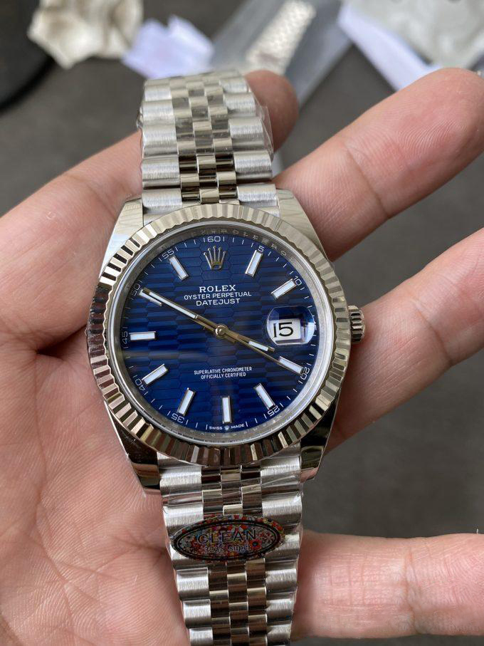 Clean Factory Rolex DateJust 41 126334 Bright Blue Fluted Motif Dial on Jubilee Bracelet Superclone 3235 Movement 02 Clean Factory Rolex DateJust 41 126334 Bright Blue Fluted Motif Dial on Jubilee Bracelet Superclone 3235 Movement 02