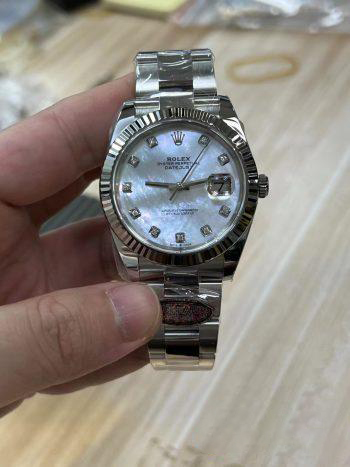 Clean Factory Rolex Datejust 41 m126334 0019 White MOP Dial with Diamonds Markers Oyster Bracelet 01