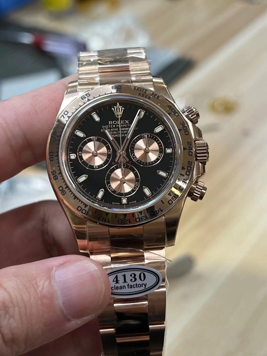 Clean Factory Rolex Dayt2ona 116505 Rose Gold Case Bracelet Black Dial with Pink Sub Dial DD4130 Movement 0 Clean Factory Rolex Dayt2ona 116505 Rose Gold Case Bracelet Black Dial with Pink Sub Dial DD4130 Movement 0