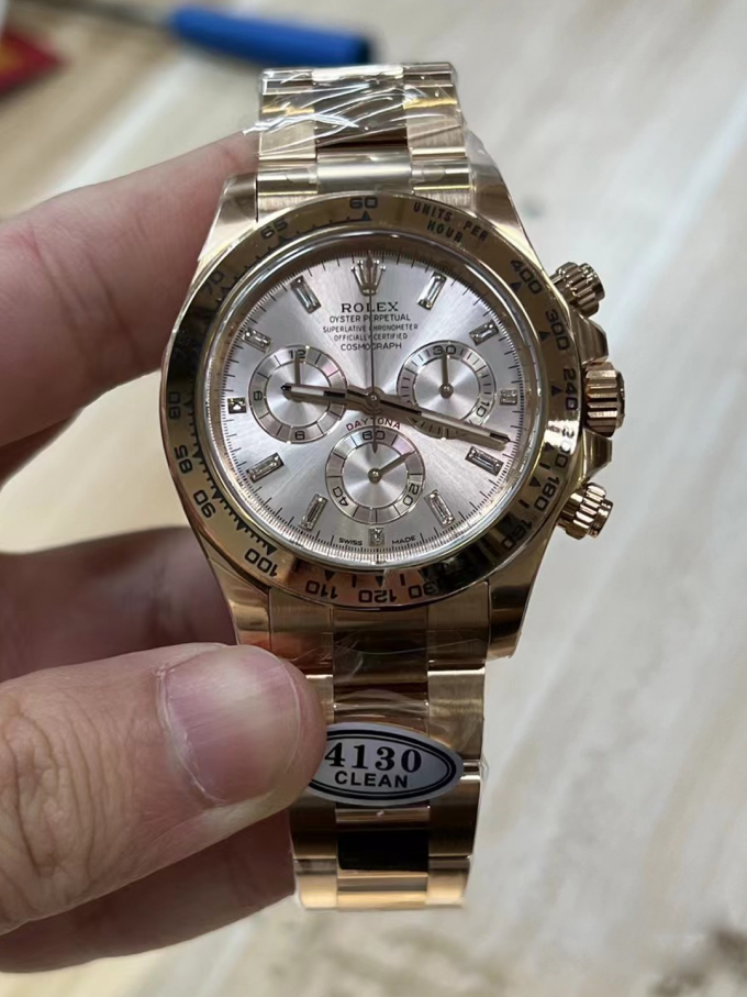 Clean Factory Rolex Daytona 116505 Full Rose Gold Case Bracelet Rose Gold Dial with Diamonds Markers DD4130 Movement 00 Clean Factory Rolex Daytona 116505 Full Rose Gold Case Bracelet Rose Gold Dial with Diamonds Markers DD4130 Movement 00