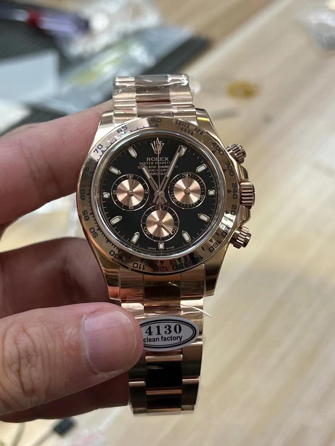 Clean Factory Rolex Daytona 116505 Rose Gold Case Bracelet Black Dial with Pink Sub Dial DD4130 Movement 01 Clean Factory Rolex Daytona 116505 Rose Gold Case Bracelet Black Dial with Pink Sub Dial DD4130 Movement 01