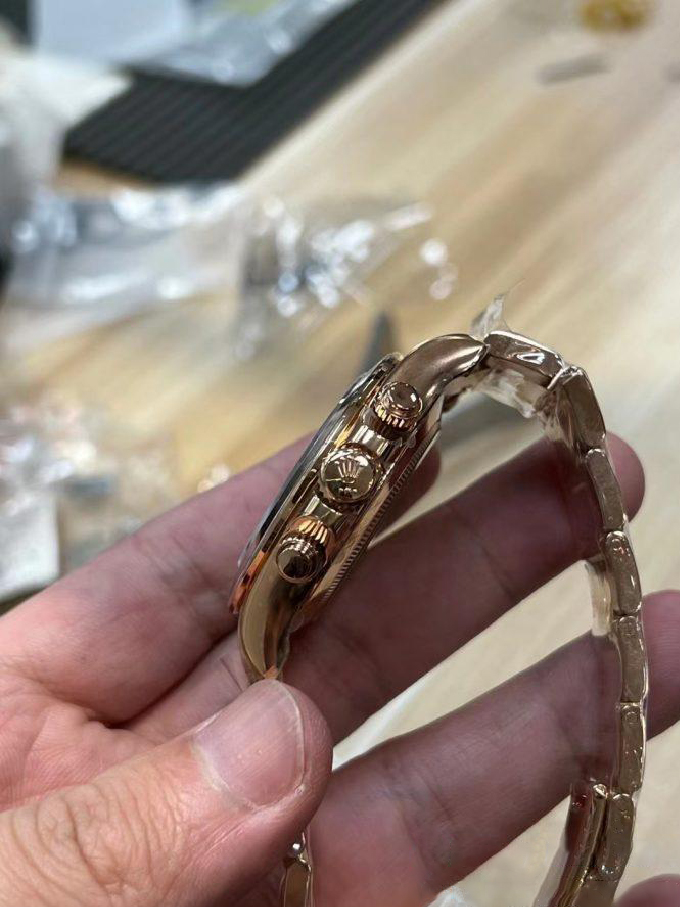 Clean Factory Rolex Daytona 116505 Rose Gold Case Bracelet Black Dial with Pink Sub Dial DD4130 Movement 03 Clean Factory Rolex Daytona 116505 Rose Gold Case Bracelet Black Dial with Pink Sub Dial DD4130 Movement 03