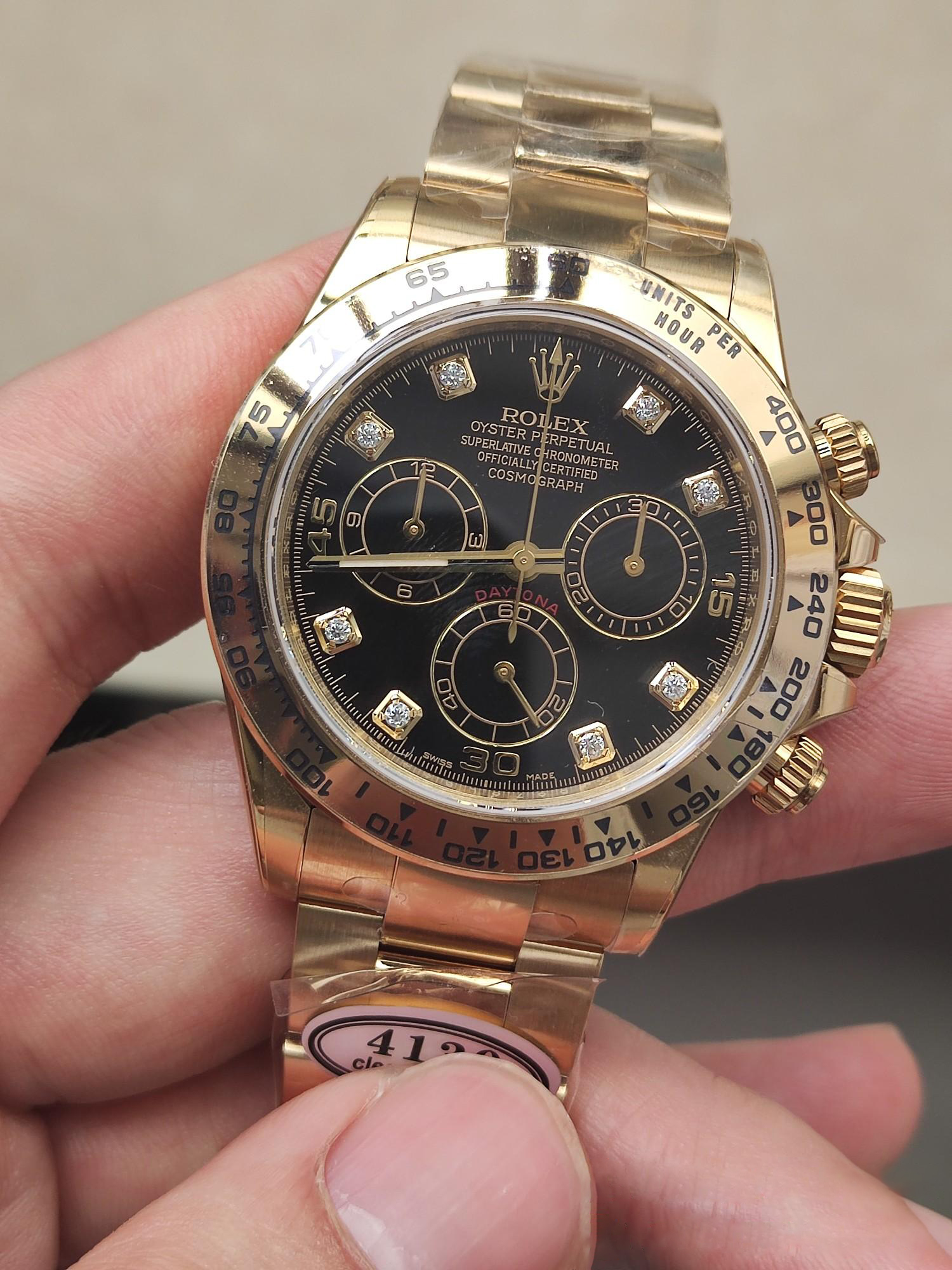 Clena Factory Rolex Daytona 116508 Yellow Gold Case Bracelet DD4130 Movement Black Dial Diamond Markers 03 Clena Factory Rolex Daytona 116508 Yellow Gold Case Bracelet DD4130 Movement Black Dial Diamond Markers 03