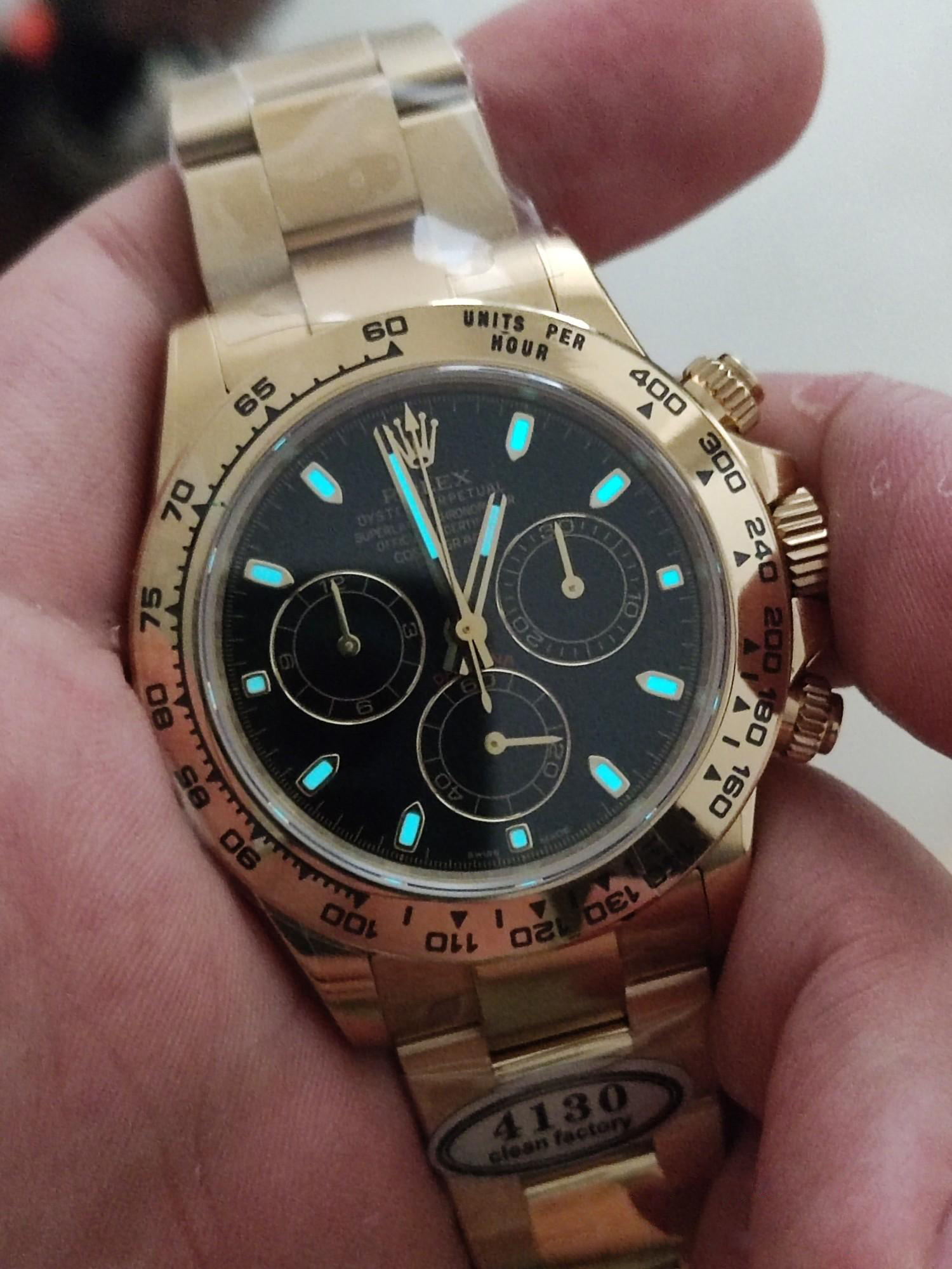 Clena Factory Rolex Daytona 116508 Yellow Gold Case Bracelet DD4130 Movement Black Dial Stick Markers 05 Clena Factory Rolex Daytona 116508 Yellow Gold Case Bracelet DD4130 Movement Black Dial Stick Markers 05