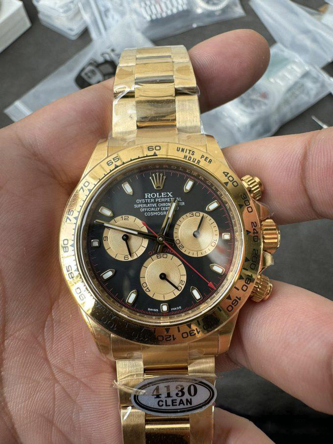 Clean Factory Daytona 116508 Yellow Gold Case Bracelet Black Dial with Yellow Sub Dial Red Chrono Second Hand DD4131 Movement 01 Clean Factory Daytona 116508 Yellow Gold Case Bracelet Black Dial with Yellow Sub Dial Red Chrono Second Hand DD4131 Movement 01