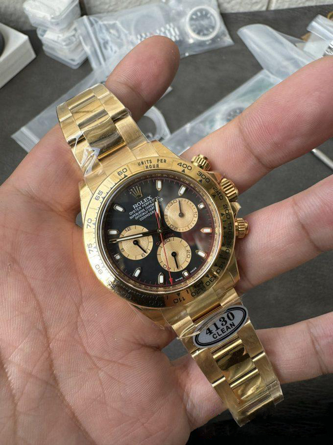 Clean Factory Daytona 116508 Yellow Gold Case Bracelet Black Dial with Yellow Sub Dial Red Chrono Second Hand DD4131 Movement 04 Clean Factory Daytona 116508 Yellow Gold Case Bracelet Black Dial with Yellow Sub Dial Red Chrono Second Hand DD4131 Movement 04