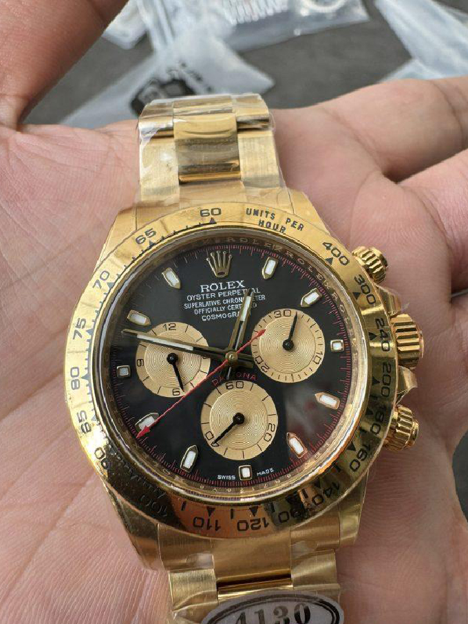 Clean Factory Daytona 116508 Yellow Gold Case Bracelet Black Dial with Yellow Sub Dial Red Chrono Second Hand DD4131 Movement 05 Clean Factory Daytona 116508 Yellow Gold Case Bracelet Black Dial with Yellow Sub Dial Red Chrono Second Hand DD4131 Movement 05