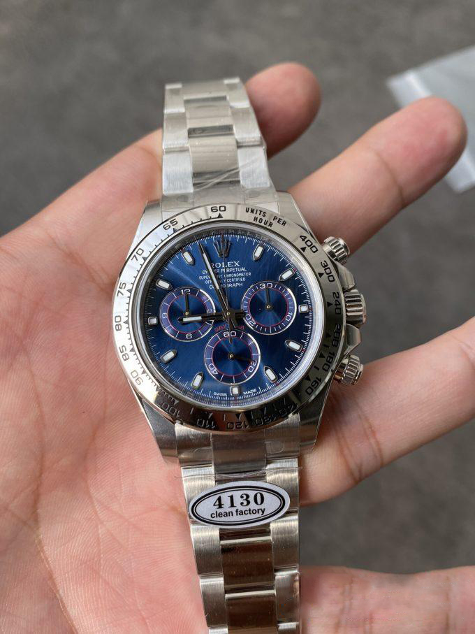 Clean Factory Daytona 116509 Blue Dial 904L Steel Case Oyster Bracelet SuperClone DanDong 4130 Movement 02 Clean Factory Daytona 116509 Blue Dial 904L Steel Case Oyster Bracelet SuperClone DanDong 4130 Movement 02