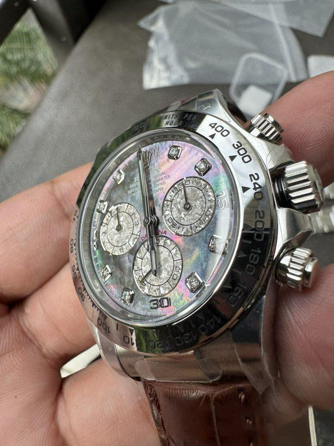 Clean Factory Daytona 116519 Tahitian MOP Dial with Diamonds Markers DD 4130 Movement Alligator Leather Strap 03 Clean Factory Daytona 116519 Tahitian MOP Dial with Diamonds Markers DD 4130 Movement Alligator Leather Strap 03