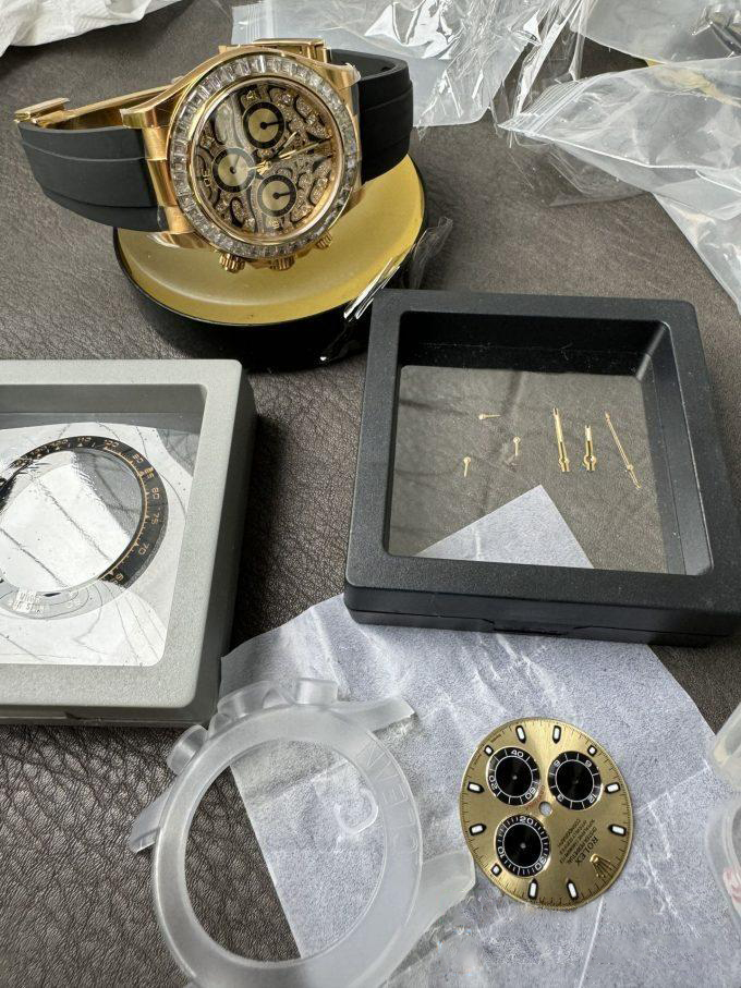 Clean Factory Rolex Daytona Eye Of The Tiger 116588TBR Wrapped 18K Yellow Gold Diamonds Dial Bezel DD4130 Movement 09 Clean Factory Rolex Daytona Eye Of The Tiger 116588TBR Wrapped 18K Yellow Gold Diamonds Dial Bezel DD4130 Movement 09