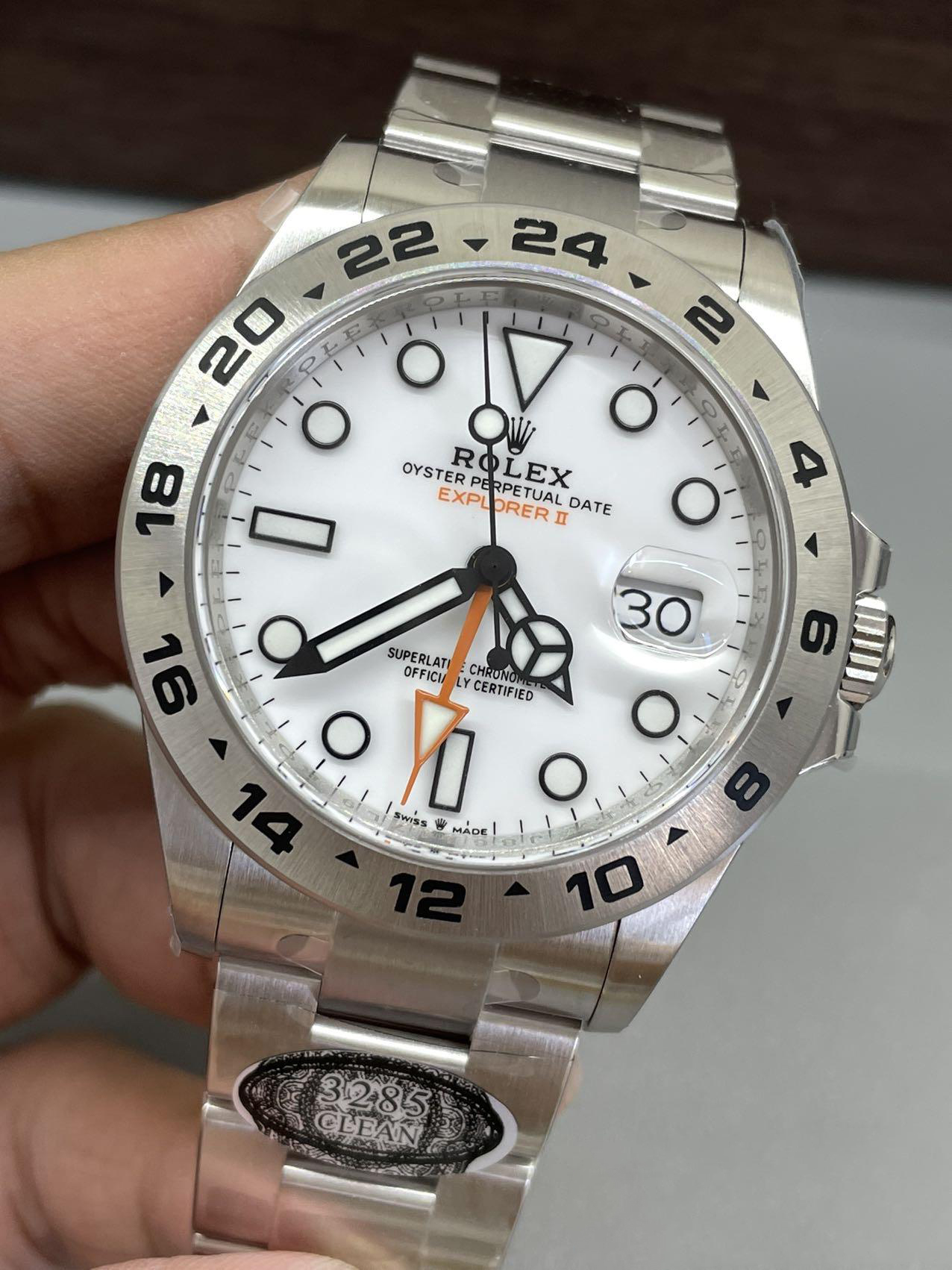 Clean Factory Watch Explorer II 226570 White Dial 904L Steel GMT Orange Arrow shaped Hand DanDong 3285 Movement 03 Clean Factory Watch Explorer II 226570 White Dial 904L Steel GMT Orange Arrow shaped Hand DanDong 3285 Movement 03