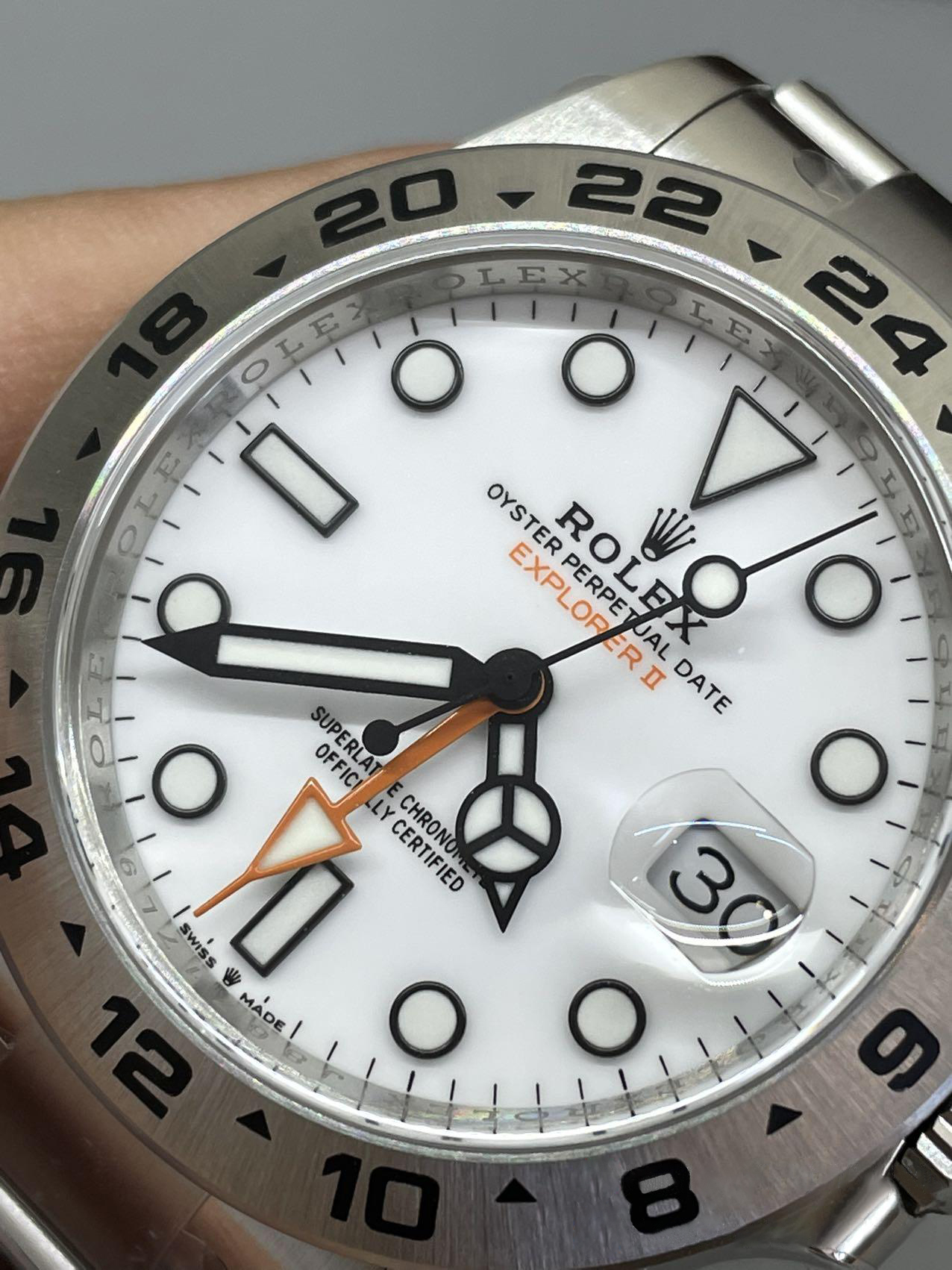 Clean Factory Watch Explorer II 226570 White Dial 904L Steel GMT Orange Arrow shaped Hand DanDong 3285 Movement 04 Clean Factory Watch Explorer II 226570 White Dial 904L Steel GMT Orange Arrow shaped Hand DanDong 3285 Movement 04