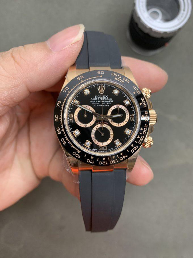 CF Daytona 116515 Rose Gold Case Black Dial with Diamonds Markers on Oysterflex Strap DanDong 4130 Movement 01 CF Daytona 116515 Rose Gold Case Black Dial with Diamonds Markers on Oysterflex Strap DanDong 4130 Movement 01