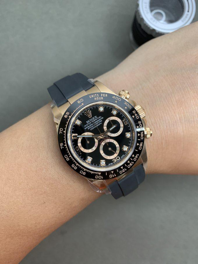 CF Daytona 116515 Rose Gold Case Black Dial with Diamonds Markers on Oysterflex Strap DanDong 4130 Movement 08 CF Daytona 116515 Rose Gold Case Black Dial with Diamonds Markers on Oysterflex Strap DanDong 4130 Movement 08