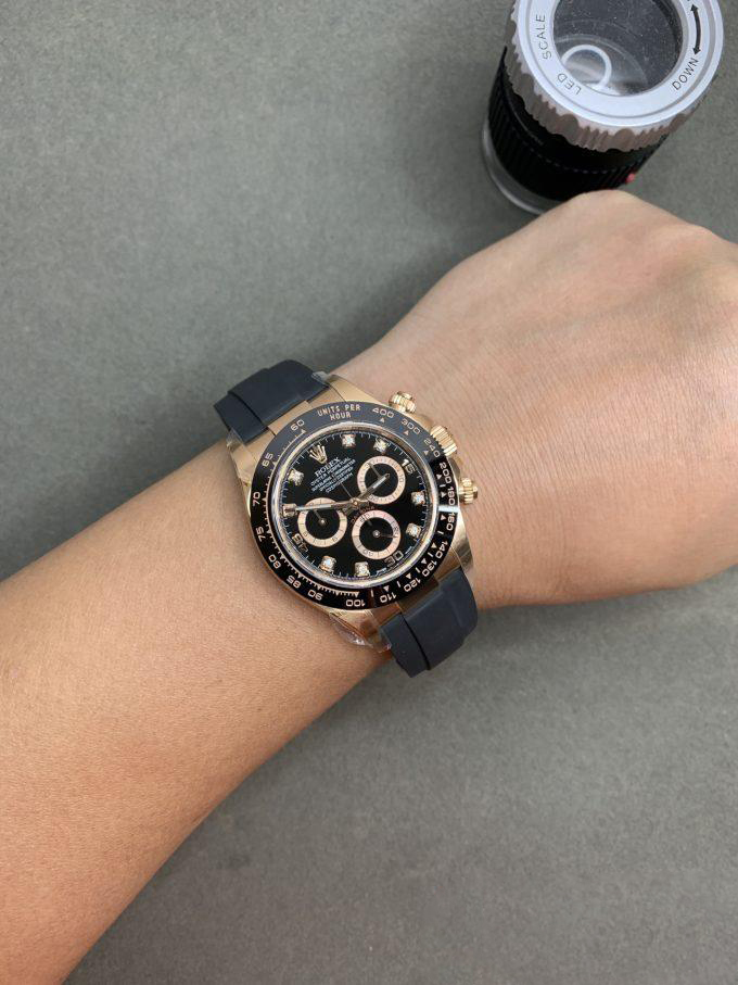 CF Daytona 116515 Rose Gold Case Black Dial with Diamonds Markers on Oysterflex Strap DanDong 4130 Movement 09 CF Daytona 116515 Rose Gold Case Black Dial with Diamonds Markers on Oysterflex Strap DanDong 4130 Movement 09