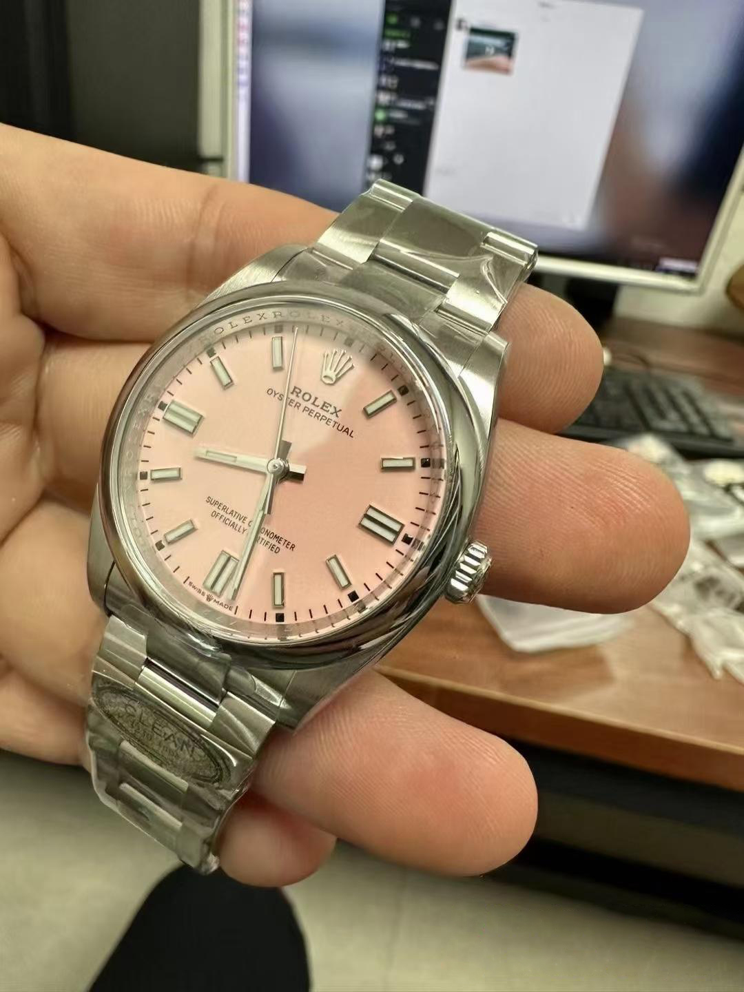 Clean Factory Watches Oyster Perpetual 124300 CF OP 41mm 904L Steel Pink Dial VR3230 Movement 04 Clean Factory Watches Oyster Perpetual 124300 CF OP 41mm 904L Steel Pink Dial VR3230 Movement 04