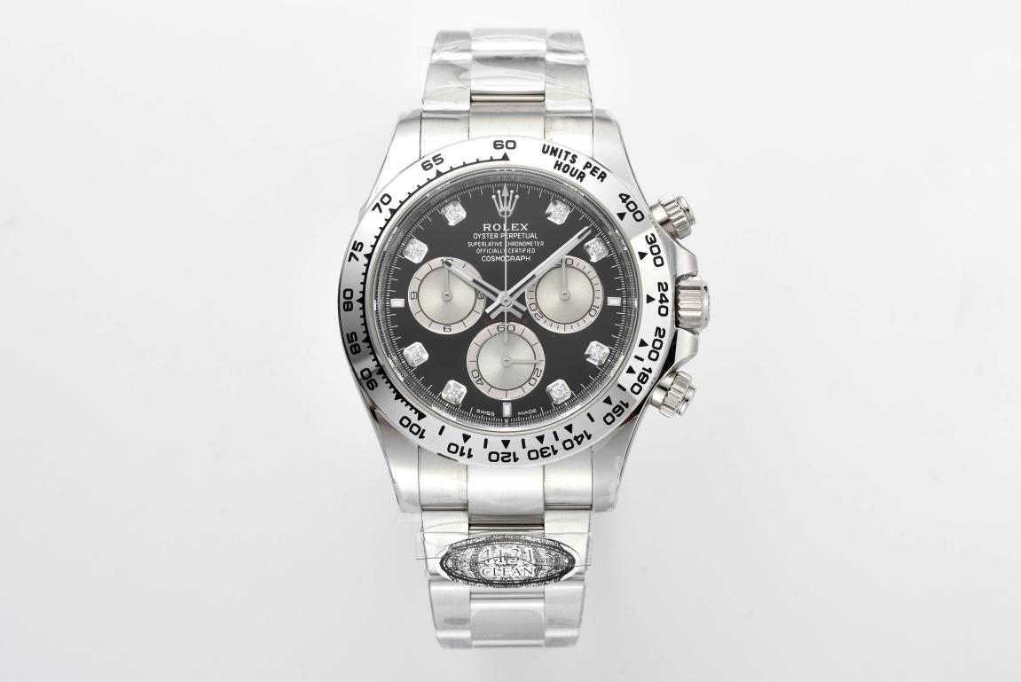 Clean Factory Daytona 126509 Black and Steel Set with Diamonds Dial Oystersteel Bracelet SH4131 Movement 01 Clean Factory Daytona 126509 Black and Steel Set with Diamonds Dial Oystersteel Bracelet SH4131 Movement 01