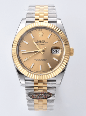 Clean Factory Datejust 126333 41mm 904L Steel Case Yellow Gold Dial with Stick Markers Yellow Gold Bezel 3235 Movement Two Tone Jubilee Bracelet 00