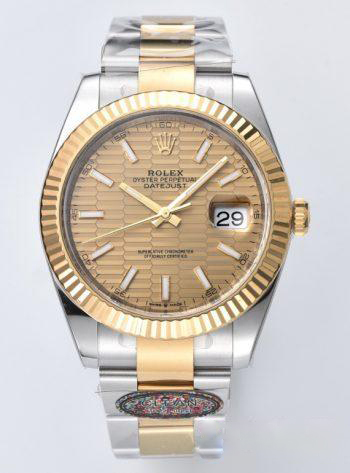 Clean Factory Datejust 126333 41mm Yellow Gold Fluted Textured Dial Yellow Gold Bezel 3235 Movement Two Tone Oyster Bracelet 00